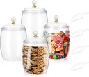 4Pcs Candy and Cookie Jars with Lids, 77oz Plastic Cookie Container Candy Jars, Large Airtight Apothecary Storage Organization, Hard Snack Buffet Canister for Wedding Home Décor Kitchen