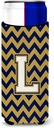 Letter L Chevron Navy Blue and Gold Ultra Beverage Insulators for slim cans