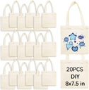 OKBA 20 Pcs 8X7.5 Inch Sublimation mini tote bags,Blank Canvas Tote Bags Reusable Grocery Bags, small tote bags for kids DIY