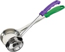 Solid Food Portioner | 4-Ounce | Medium | Stainless Steel | 2 Pack | Green Handle and Purple Handle