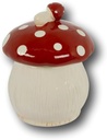 Large Decorative Ceramic Mushroom Cookie Jar Red and White Polka Dot Design