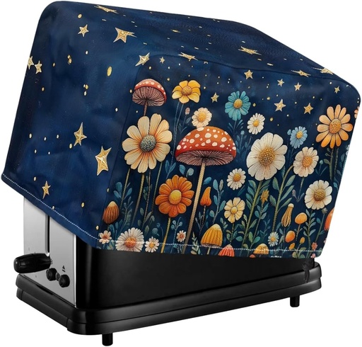 [BRSRAHAYBZ4B62DB] Mushroom 4 Slice Toaster Covers with Top Handle Anti Stains Kitchen Appliances Cover Bread Maker Protector Washable Fits for Most Standard Toasters