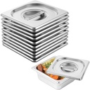 10 Stainless Steel Covers For 1/6 Steam Table Pans, Universal Fit With Lifting Handles For Food Prep, Catering, And Dining Use