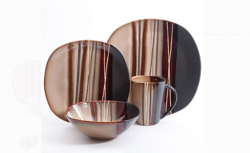 [BRSWIH34OMCQ2EYZ] Better Homes and Gardens Bazaar Brown 16-Piece Dinnerware Set, Ceramic , Stone