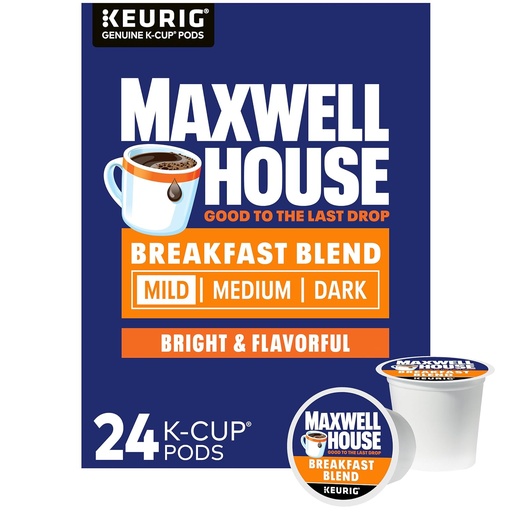 [BRSW2AD6DIOREFY4] Maxwell House Breakfast Blend Light Roast K-Cup® Coffee Pods, 24 ct. Box