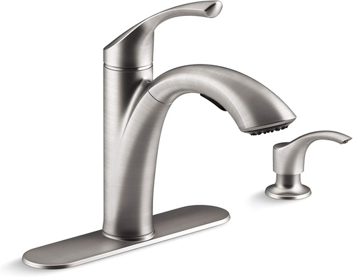 [BRSWIAT6DIHRKYI3] Kohler Mistos Single-Handle Pull-Out Sprayer Kitchen Faucet in Stainless Steel K-R72510-SD-VS