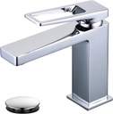 Chrome Bathroom Faucet, NEWRAIN Single Hole Brass Faucet Lavatory with Pop-up Sink Drain Stopper,Single Handle Vanity Sink Faucet