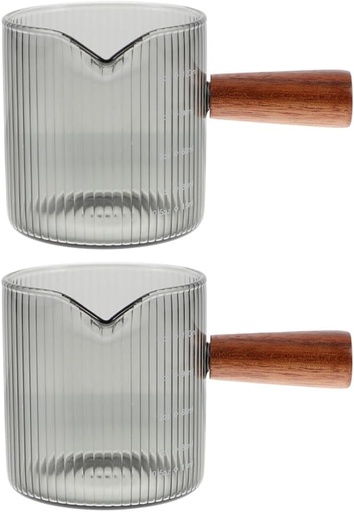 [BRSRAYYYDFYRODT2] VOSAREA 2pcs Milk Frothing Pitcher Glass Measuring Cup for Dispenser and Syrup for Home and Restaurant Use