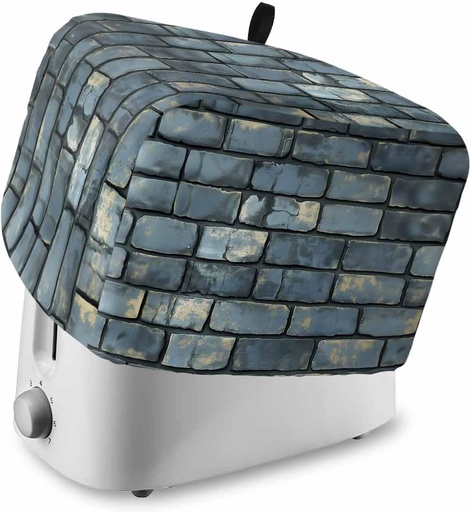 [BRSRAAA7A4DQOA3J] Vintage Blue Yellow Toaster Cover 2 Slice, Small Kitchen Appliance Covers, Farmhouse Brick Wall Toaster Oven Cover with Loop, Bread Machine Cover Polyester Dust Cover Protection