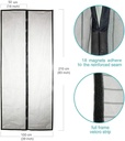 Up to 38 x 82 Inch Black Magic Magnetic Door Mesh Net Black Screen Curtain Hands Free Door Self Sealing Magnets Reinforced Fiberglass Heavy Duty Mesh Net Closure for Sliding Door, Patio, Bedroom