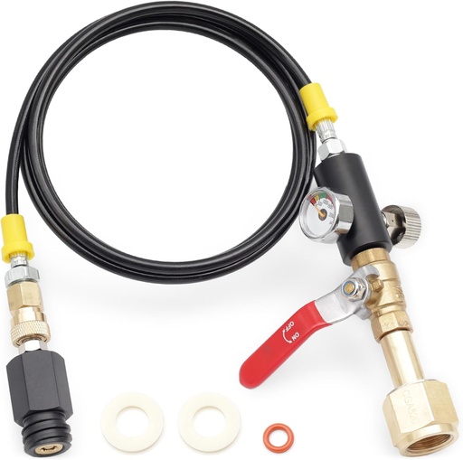 [BRSROC34CINQGGQV] Soda Maker Quick Connect Adapter Hose Kit with Flow Control Ball Valve, 60inch Soda Hose for CO2 Tank Refill Compatible with Jet One Touch Fizzi Aqua Fizz Sparkling Water Machine Blue Cylinder