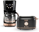 Haden Dorset 2 Slice Wide Slot Stainless Steel Toaster Bundled with 12 Cup Programmable Drip Coffee Maker Coffee Machine, Black & Copper