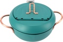Deep Fryer Pot 304 Stainless Steel With Temperature Control And Lid Japanese Frying Pot with Thermometer Japanese Stainless Steel Fryer Pan for Induction Cooker Deep Green