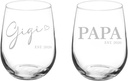 MIP Set of 2 Wine Glass Goblet Gift Gigi & Papa Est 2026 New Grandparents Pregnancy Announcement (17 oz Stemless)