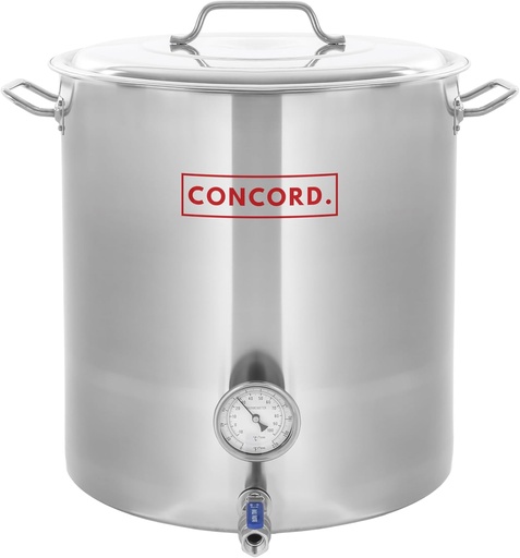 [BRSWGHT4DMHAM3T4] CONCORD Stainless Steel Home Brew Kettle Stock Pot (Weldless Fittings) (20 QT/ 5 Gal)