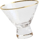 1pc Gold Rim Glass Cup Ice Cream Container Holder Golden