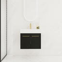 24" Black Floating Bathroom Vanity with Sink Combo, Wall Mounted Bathroom Vanity Set with White Thick Edged Resin Basin, Modern Bathroom Vanity Storage Cabinet for Bathroom