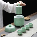 Japanese Sake Set, Sake Cup Set，Sake Bottle Crafts Cup，Sake Pot and Sake Cup， Japanese Sake Set Japanese Ceramic Sake Set 6 Pieces Celadon Wine Glasses with Warmer Pot Traditional Crafts Cups with Gif