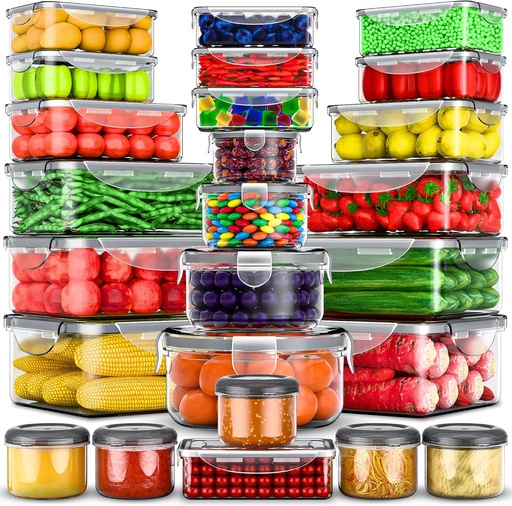 [BRSW2ED3AV5WGEL5] RockBerry 50 Pcs Large Food Storage Containers with Lids Airtight-85 OZ to small Containers-Total 526OZ Stackable Kitchen Set -BPA Free Leak proof containers- Freezer Microwave safe