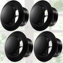 Baquler 4 Pcs 6 Inch Air Vent Covers, Adjustable Soffit Vent Bulk, ABS Round Ceiling Diffuser Covers for Living Room, Attic, Bathroom, Kitchen, Ventilation Use, Black