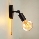 Adjustable Retro Wall Sconce Light with Pull Chain Switch Vintage Black Wall Lights Fixture with On Off Switch E26 Indoor Wall Lamps for Home Bedroom Kitchen Wall Mount ighting, NO Bulb