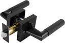 Bak Bo Interior Privacy Door Handle with Lock, Indoor Knurled Heavy Duty Matte Black Door Lever, Reversible Keyless Left Right Handed Square Turn Lockset for Bedroom & Bathroom 3 Pack