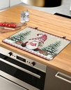 Christmas Countertop Burners Protection Mats for Kitchen, Gnome with Christmas Gift Snowflake Vintage Rubber Stove Top Cover Mat, Heat Proof Mats Cooktop Cover for Counter Dish Drying Mat, 31"x24"