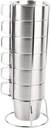 Stackable Stainless Steel Coffee Cups, 6Pcs Sturdy Coffee Cup Mug with Cup Holder, Double Walled Insulated Tea Cups with Handle, Camping Coffee Mugs for Home Coffee Shop Use