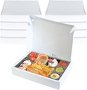 10 pcs Snack Take Out Food Box, Pastry Snack White Box with Oil-proof Plastic 8 Divided Compartment Tray, Perfect for Fries, Sushi, Take Out Containers Restaurant, Catering, Family Party
