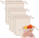 6 Pcs Reusable Produce Bag Cotton Mesh Produce Bags Organic Mesh Bags Muslin Bag with Drawstring for Vegetables Fruit Grocery Shopping