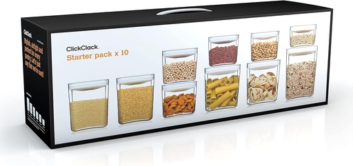 [BRSWGBABC55WKHTD] ClickClack Pantry-Cube Food Storage Containers, White, Set of 10