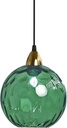 20cm/7.9’’ Industrial Vintage Spherical Glass Pendant Light, E26 Ceiling Hanging Lamp, Gold Finish & Ripple Glass Globe Shade, Dining Room Bedroom Chandelier (Green)
