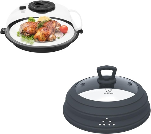 [BRSRABICOJ5RSCLF] 2Pcs Microwave Splatter Cover Lid for Food with Water Steamer and Silicone Cover
