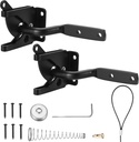 2 Pack Self-Locking Gate Latch,Automatic Gravity Lever Door Latches,Single Sided Wood Fence Latch,with Longer Fasteners Pull String,for Garden Kennels Secure Pool,2-1/8" Steel,Black Coated