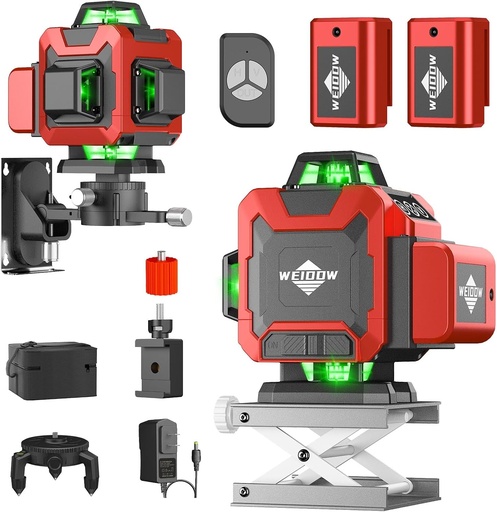 [BRSROEALCR7BMGT5] Laser Level,WEIDDW 4D 16 Lines Laser Level 4x360 Self Leveling Tool for Construction and Picture Handing Green Cross Line Vertical and Horizontal Line leveler Tool