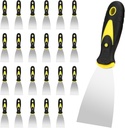 SHEUTSAN 24pcs 3 Inch Putty Spatula Knife, Stainless Steel Spackle Knives with Plastic Handle, Metal Putty Scraper for Drywall Finishing, Wallpaper