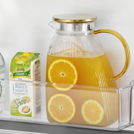 [BRSREAQFBAJQAA36] Glass Pitcher With Lid and Spout, 1.8 Liter 60 oz Water Pitcher For Fridge, Clear Iced Tea Pitchers Glass with Stainless Steel Lid, Heat Resistant Water Jug for Fridge Beverage Carafe