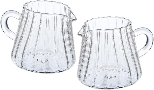 [BRSREEARO4PWADLL] Garneck 2pcs Glass Milk Pitcher Espresso Latte Maker Creamer Container Small Frothing Pitcher Pointed Spout Design for Tea Coffee Dishwasher Safe