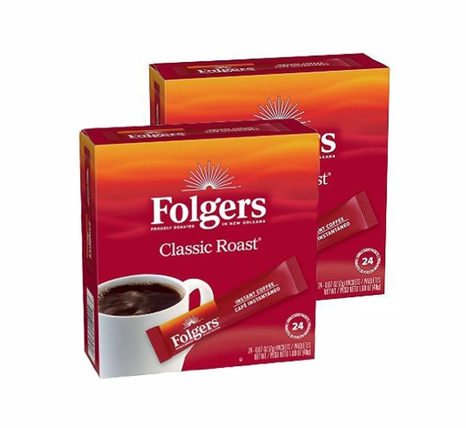 [BRSROFACPMPGKEL5] Folgers Classic Roast Instant Coffee Single Serve - 24 Packets (2 Count)