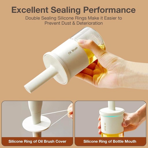 [BRSRAAD4PN4BG3TB] Glass Oil Dispenser with Heat Resistant Brush,Oil Dispenser Bottle with Silicone Pastry Brush for Kitchen,Cooking Vinegar and Sauce BBQ Grill Frying (Oil Dispenser-White)