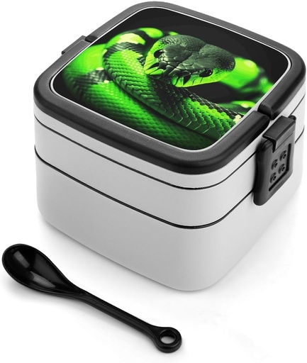 [BRSRA2TYCENRO3L5] 3D Snake Bento Box Adult Lunch Box All-in-One Lunch Containers with Removable Compartments Double Layer Bento Lunch Box with Spoon And Handle Stackable Lunchbox