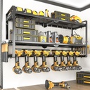 SOYEEZE Power Tool Organizer - 8 Drill & Screwdriver Wall Mount, 3 Layer Storage Rack with Hammer & Plier Holder
