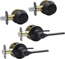 Entry Door Lock Set and Single Cylinder Deadbolt Combo,Keyed Alike Combination Sets Door Locksets, Matte Black Front Door Handle and Deadbolt Set (2 Pack)