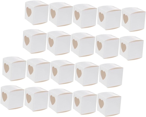 [BRSREZ3YOUIG2F33] Heart Shape Window Cupcake Cases 20pcs Paper Boxes for Cookies Mini Pie Dessert Tart Storage