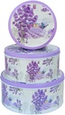 Pack of 3 Stackable Round Metal Tin Containers with Lids – Multipurpose Tins for Cookies, Candies, Kitchen Storage & More | Perfect for Valentines Day Gifting – Elegant Lavender Flower Design