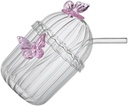 1 Set Butterfly Shaped Drink Glass with Lid and Straw Cute Transparent Can Shaped Cup for Iced Tea and Beverages and Practical Water Cup for Home Use