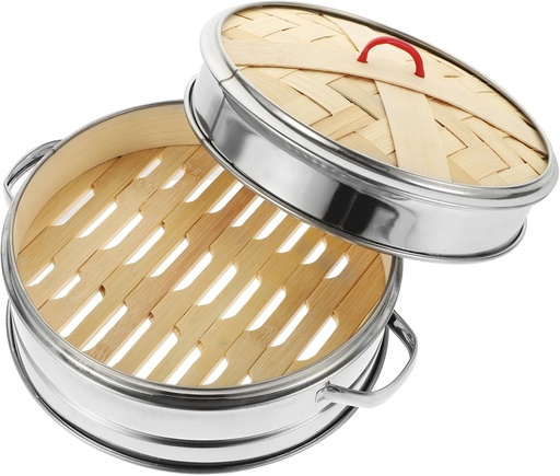 [BRSRAHT4O4MAOCY6] 1set Steamer Cooker Double-eared Lid Food Steamer Pan Kitchen Gadget Steam Basket Random Style