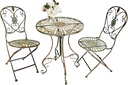 Westcharm Folding Metal Bistro Set w/Scrolling Heart & Peacock Tail Motif, Set of Three