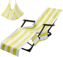 Microfiber Beach Towel,Chaise Lounge Covers Striped Lightweight Fast Drying Microfiber Towel with Pockets for Outdoor Garden Beach Patio Pool(Yellow,85''x 30'')