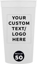 Custom Plastic Stadium Cups 32 oz. Set of 50, Personalized Bulk Pack - Perfect for Summer, Sporting Events, Birthdays, Picnic, Beach, Parties - White
